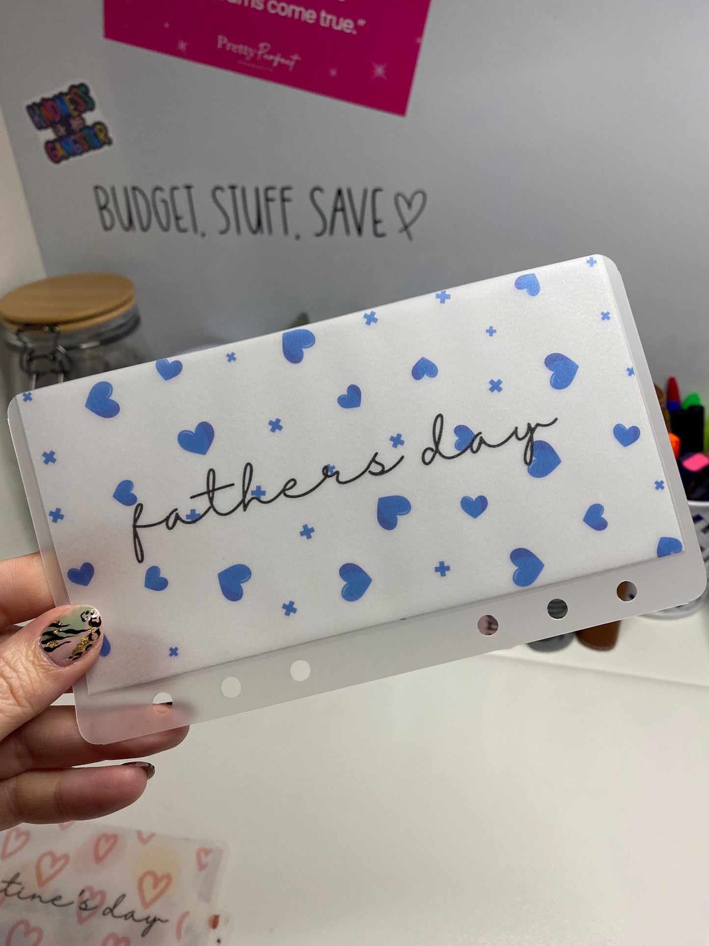 Father’s Day (Hearts design) vellum wallet, cash Stuffing, Budgeting, A6 binder, Save money, Envelope method, Budget, Challenge