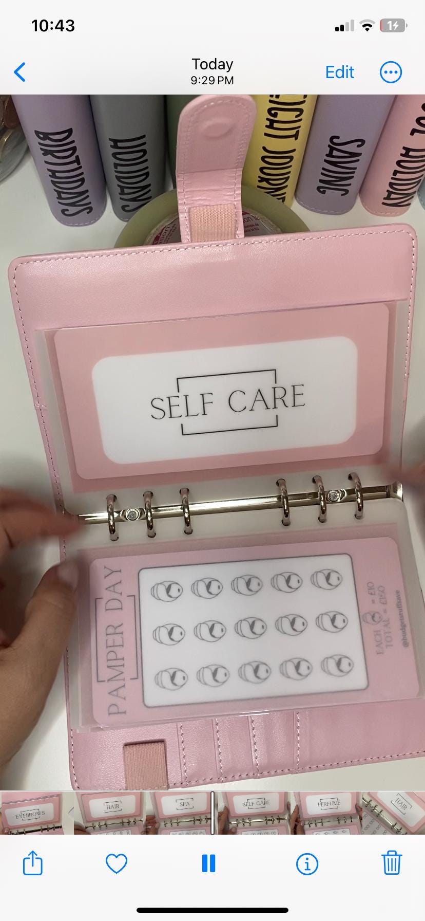 Pamper day Savings Tracker and vellum wallet, Cash Stuffing, Budgeting