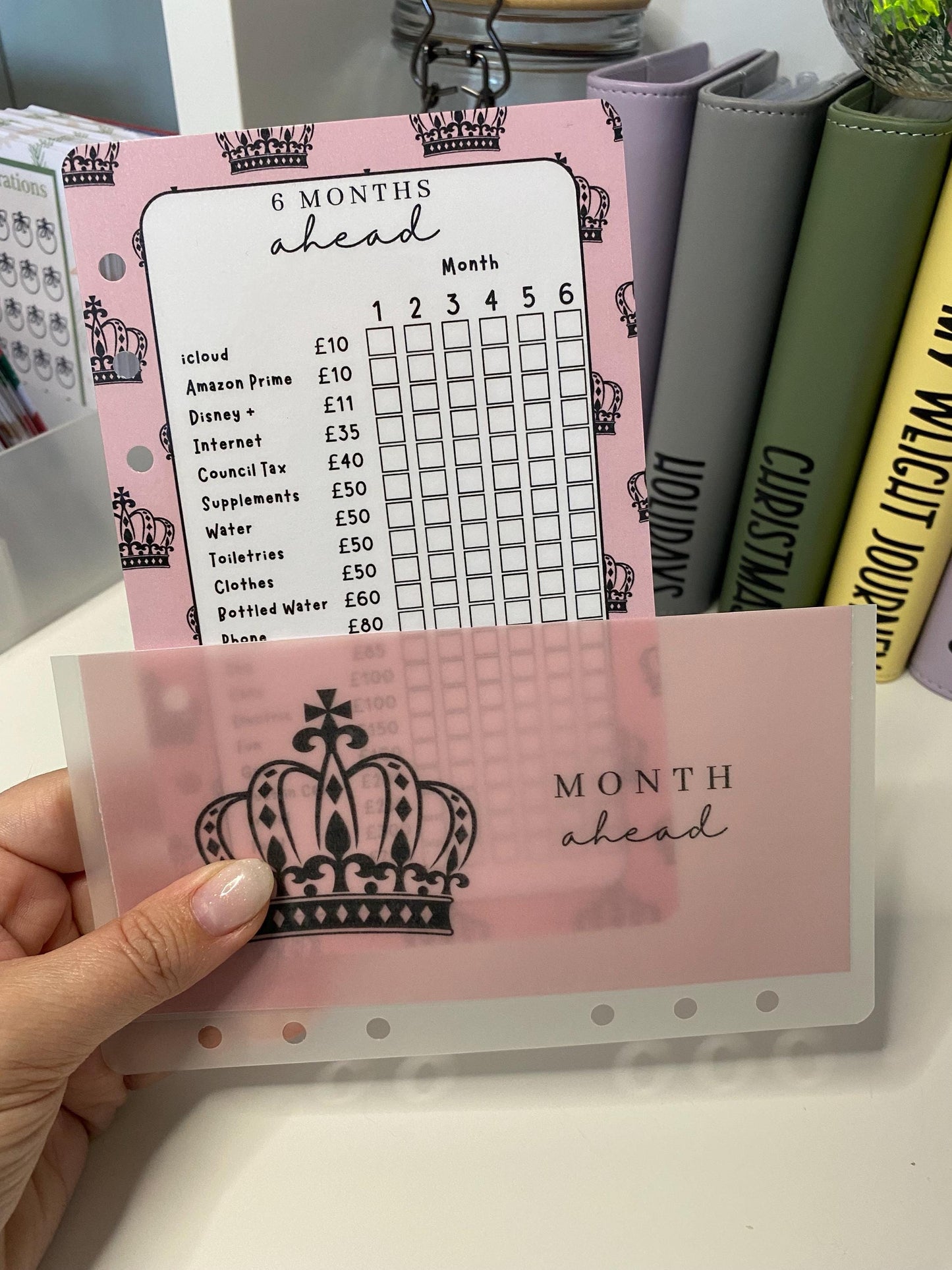 6 months ahead Dashboard and matching wallet, Cash Stuffing, Budgeting, Save Money