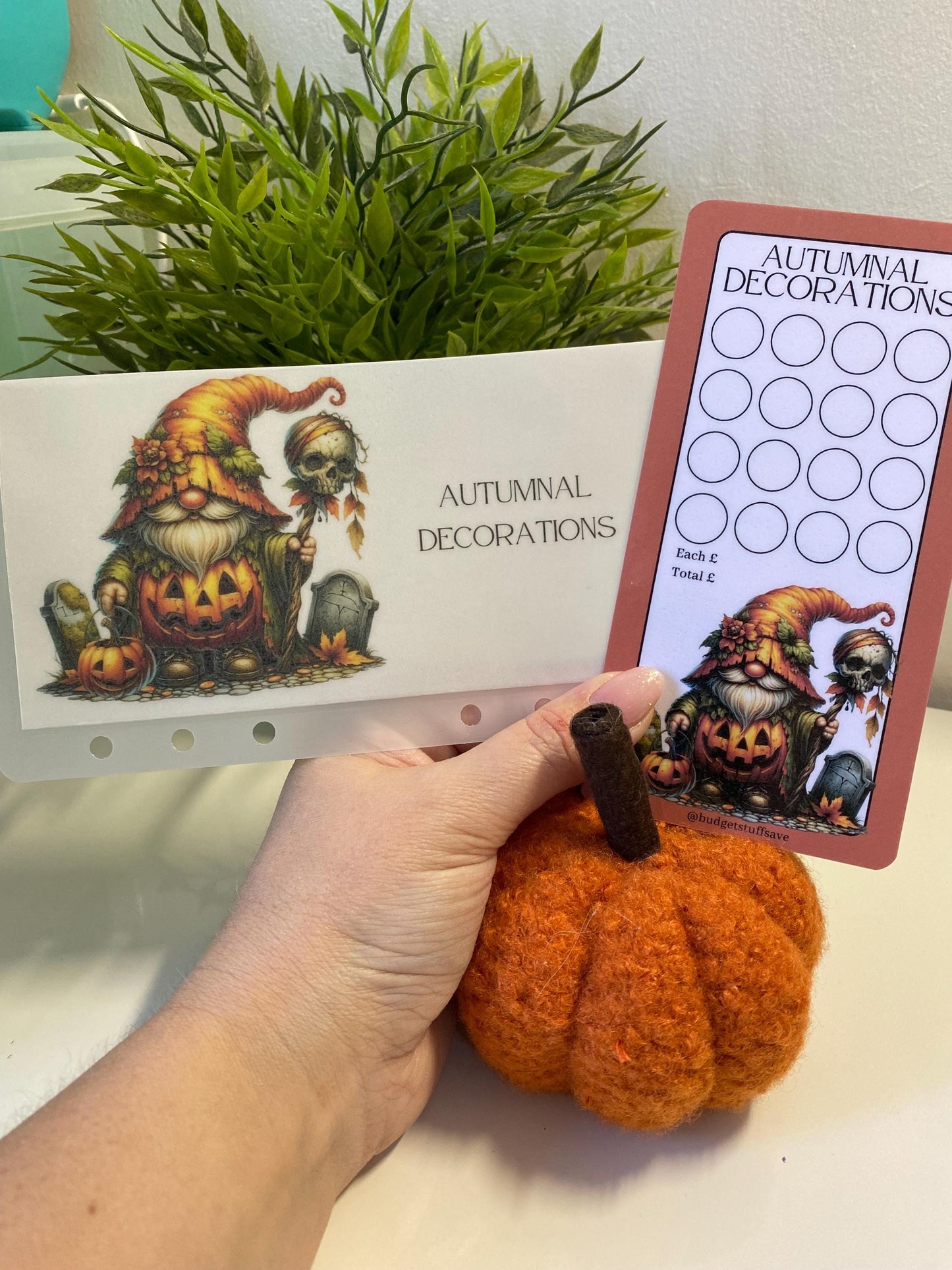 Autumnal Decorations Vellum Wallet and tracker for Cash Stuffing, Budgeting, Wallets, Save, Cash, Organise