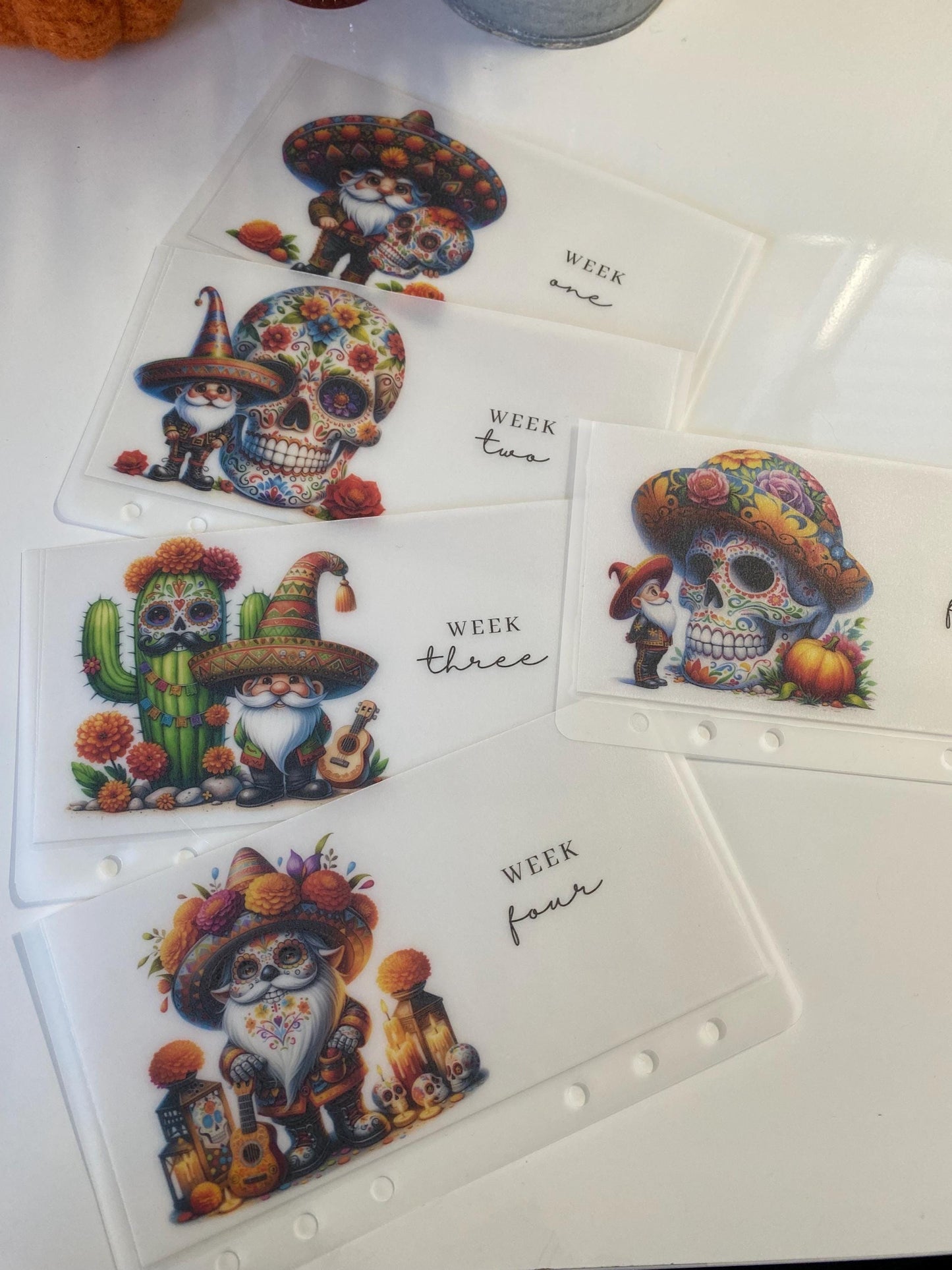 Week 1-5 Sugar Skulls Vellum Wallets, weekly/monthly cash stuffing