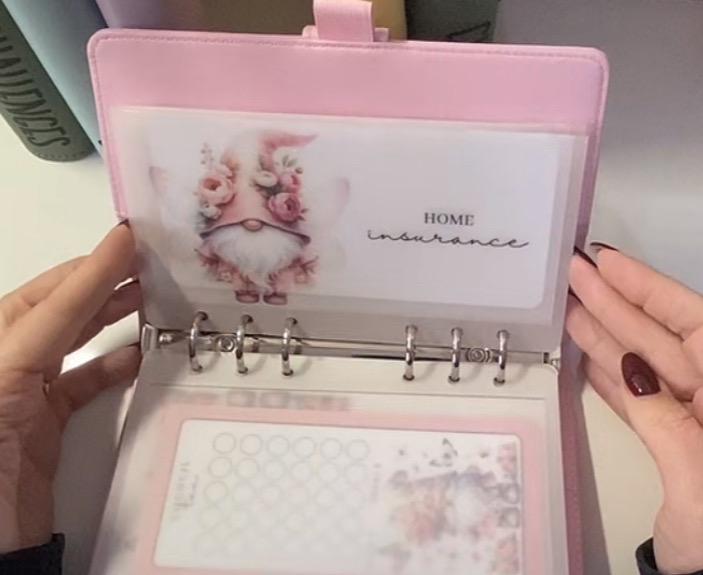 Pink floral Gonk Design Vellum wallet, cash Stuffing, Budgeting, A6 binder, Save money, Envelope method, Budget, Challenge