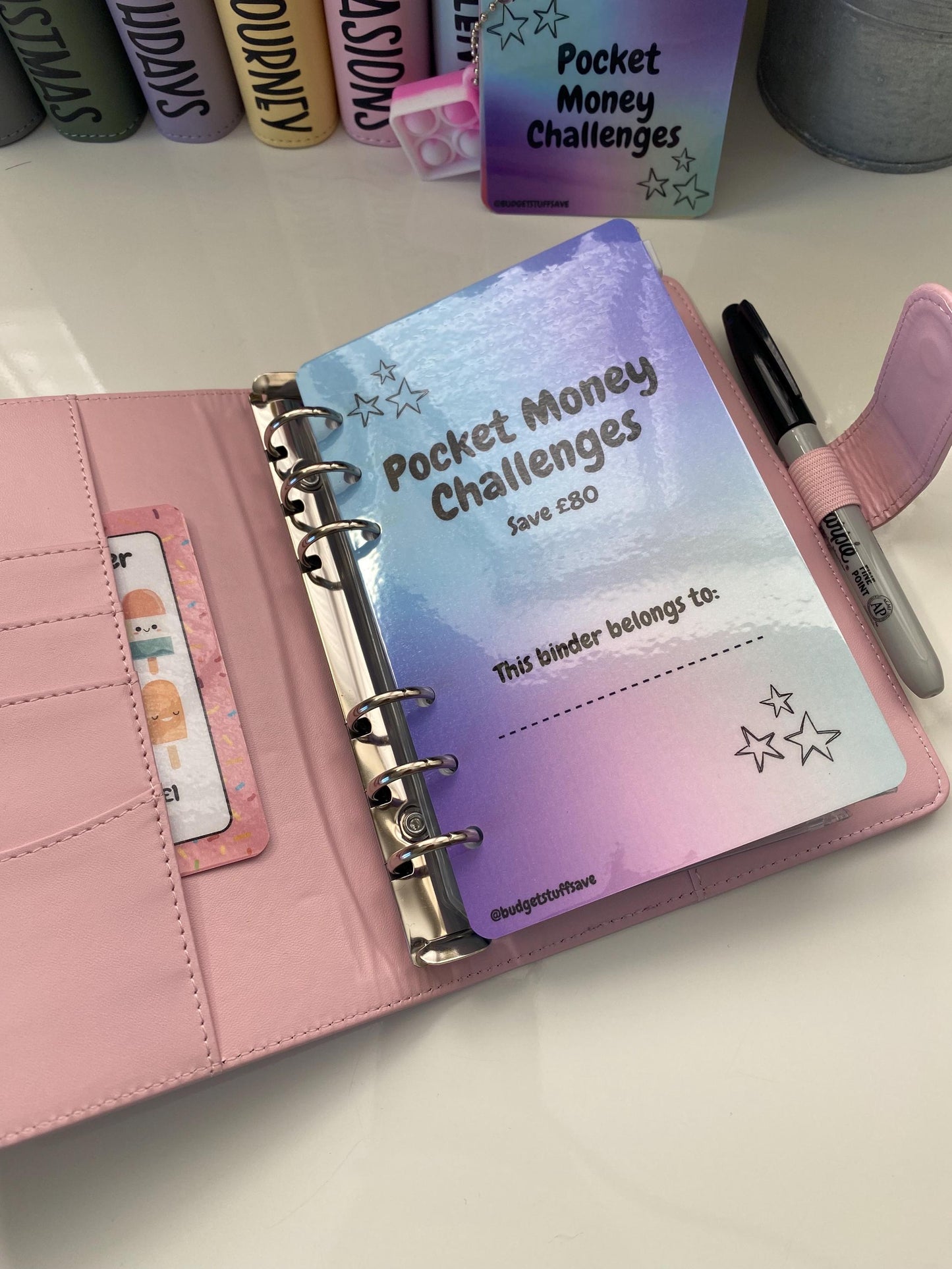 Kids Pocket Money Challege Binder Bundle, Cash Stuffing, Budgeting, Choice of Colours, Money, Organise, Save, Budget, Storage