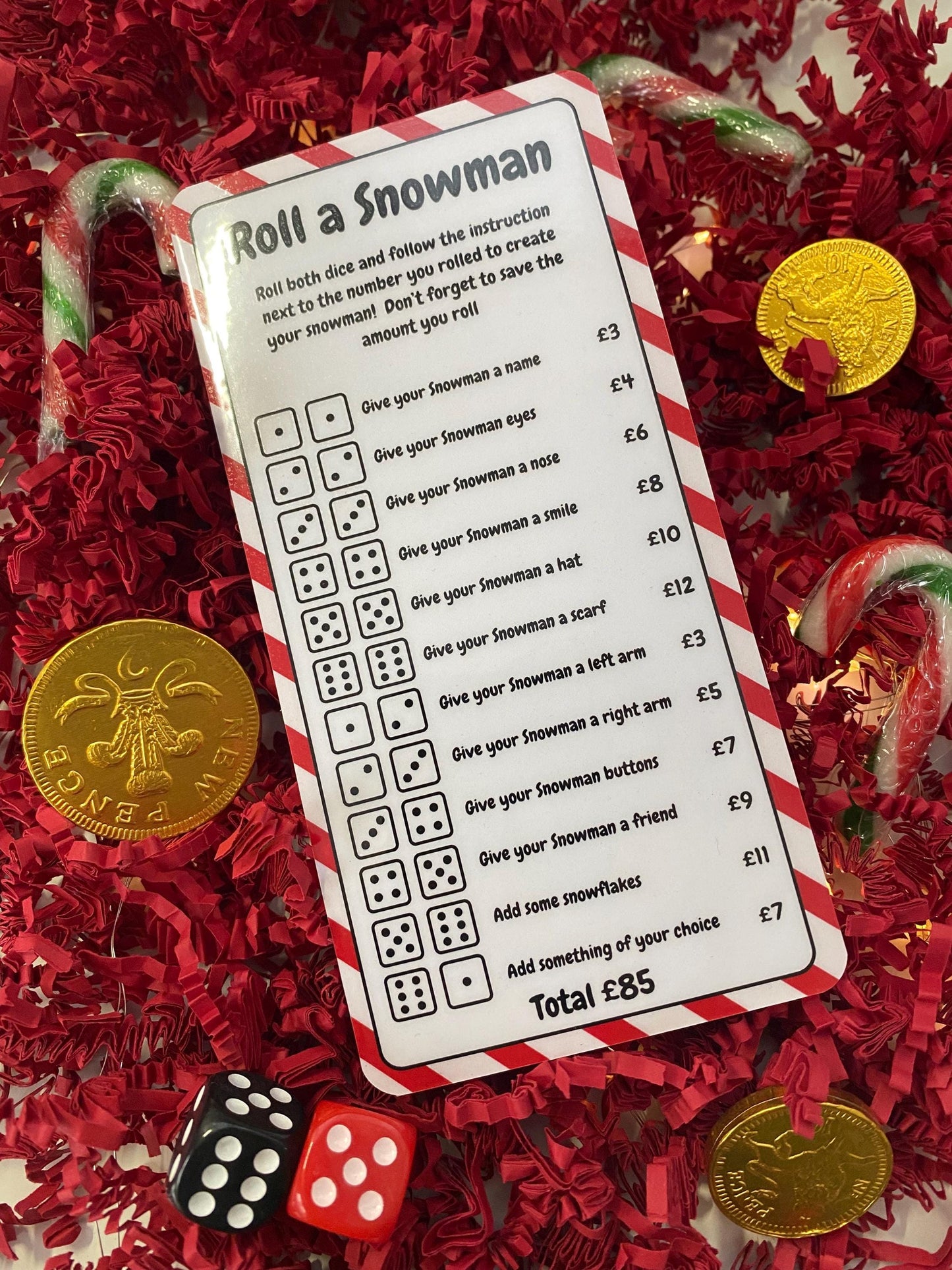 Roll a Snowman Christmas Savings Game, Cash Stuffing, Budgeting