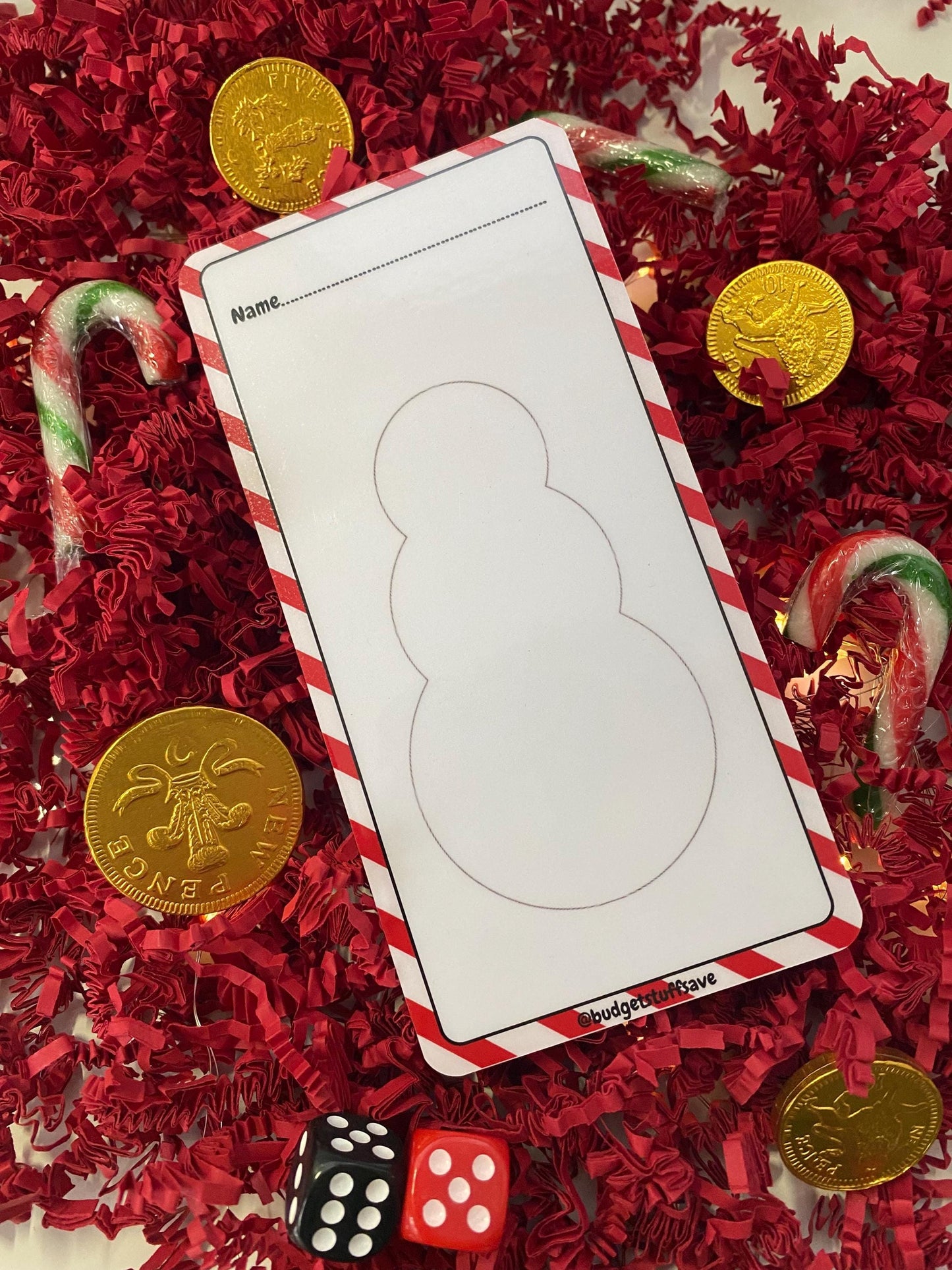Roll a Snowman Christmas Savings Game, Cash Stuffing, Budgeting