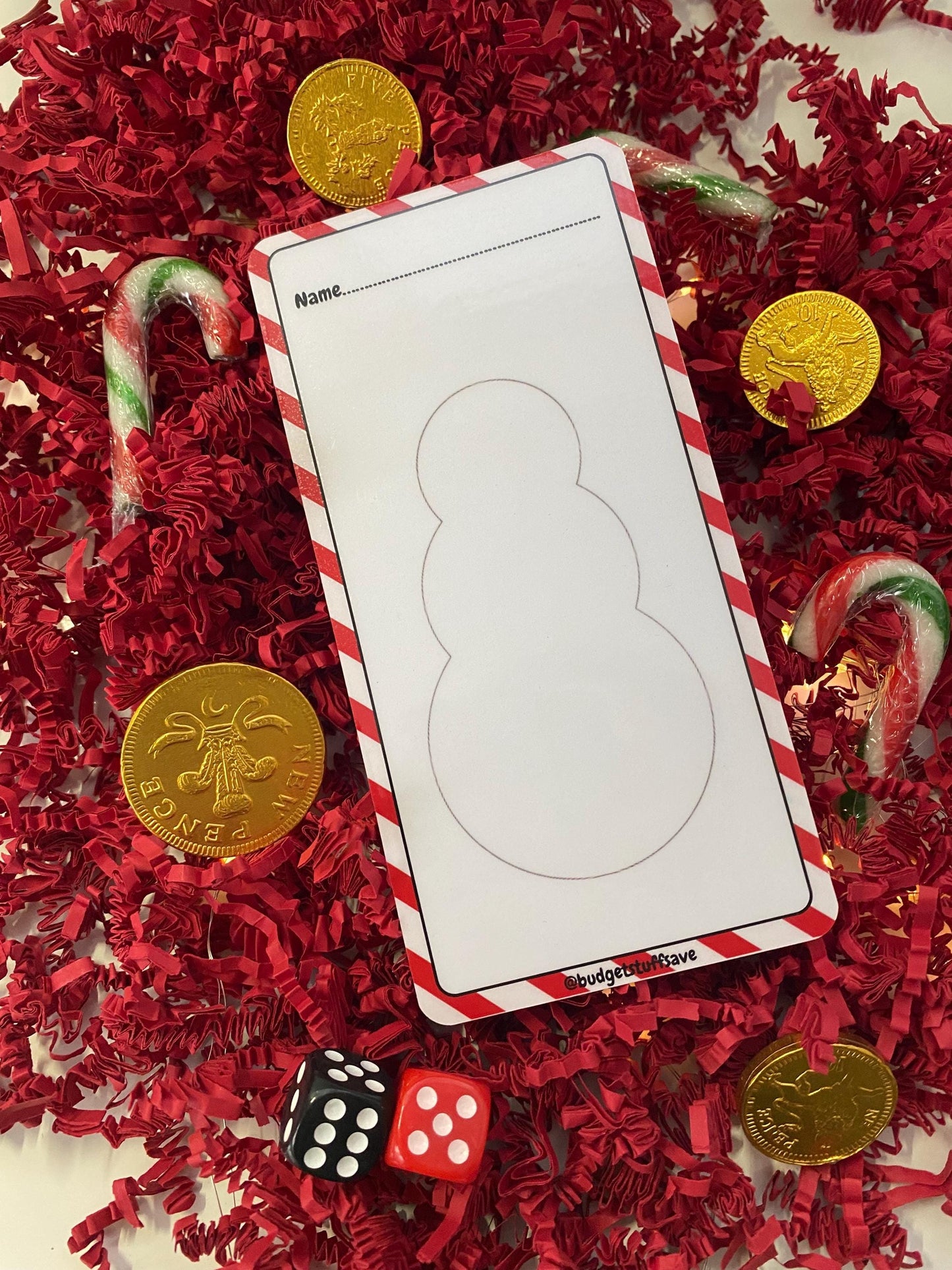 Roll a Snowman Christmas Savings Game, Cash Stuffing, Budgeting