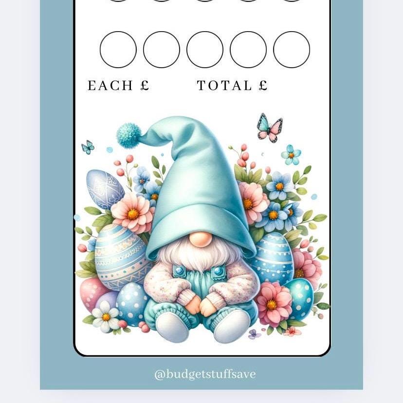 A6 Personalised Easter Gonk trackers and Vellum Wallets for Cash Stuffing, Budgeting, Wallets, Save, Cash, Organise