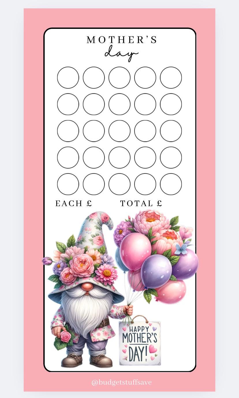 Mothers Day Gonk trackers and Vellum Wallets for Cash Stuffing, Budgeting, Wallets, Save, Cash, Organise, A6