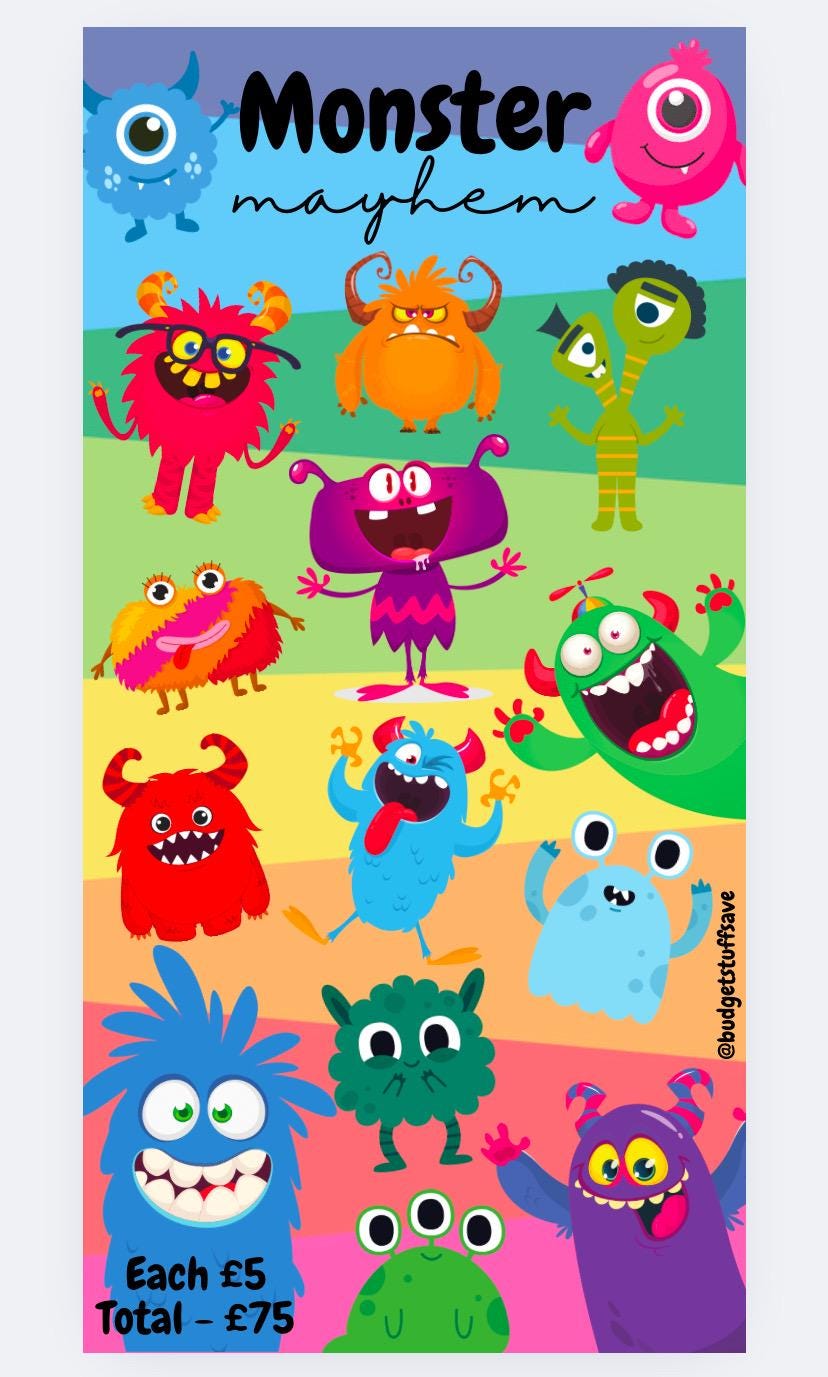 Monster Mayhem Saver, Cash Stuffing, Budget Binder Trackers, Save Money, Cash Envelopes, Budgeting, Money Saver, Presents, Gifts