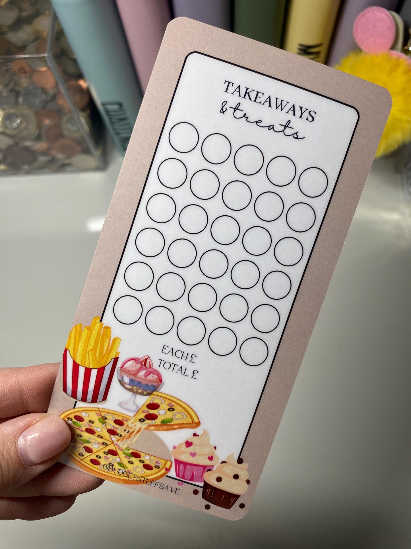 Takeaways and treats A6 Vellum Wallet and tracker for Cash Stuffing, Budgeting, Wallets, Save, Cash, Organise