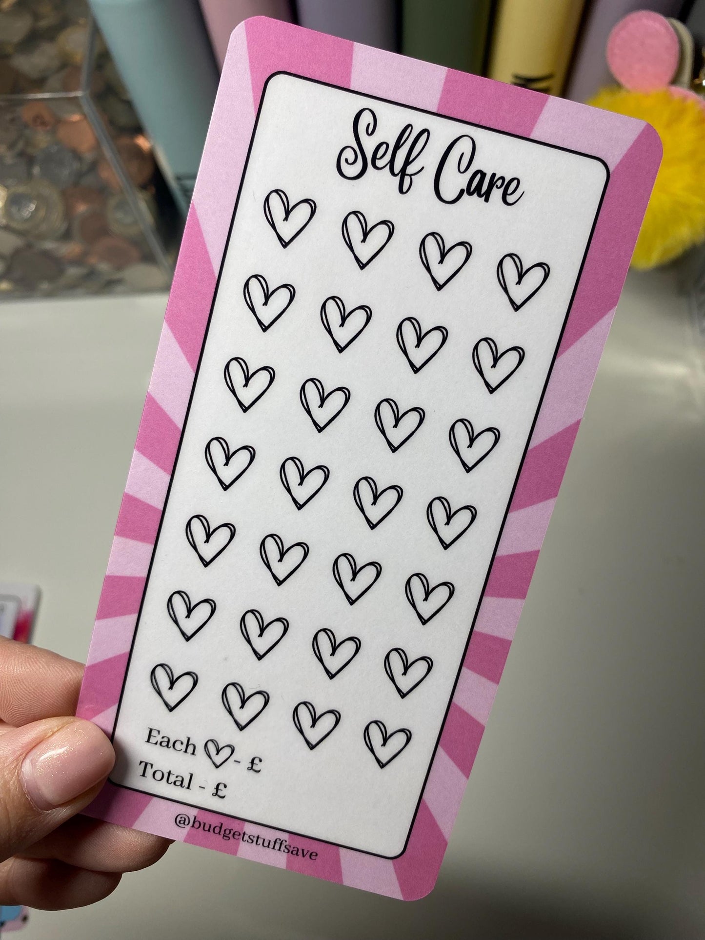 Self Care Tracker and vellum wallet, Cash Stuffing, Budgeting