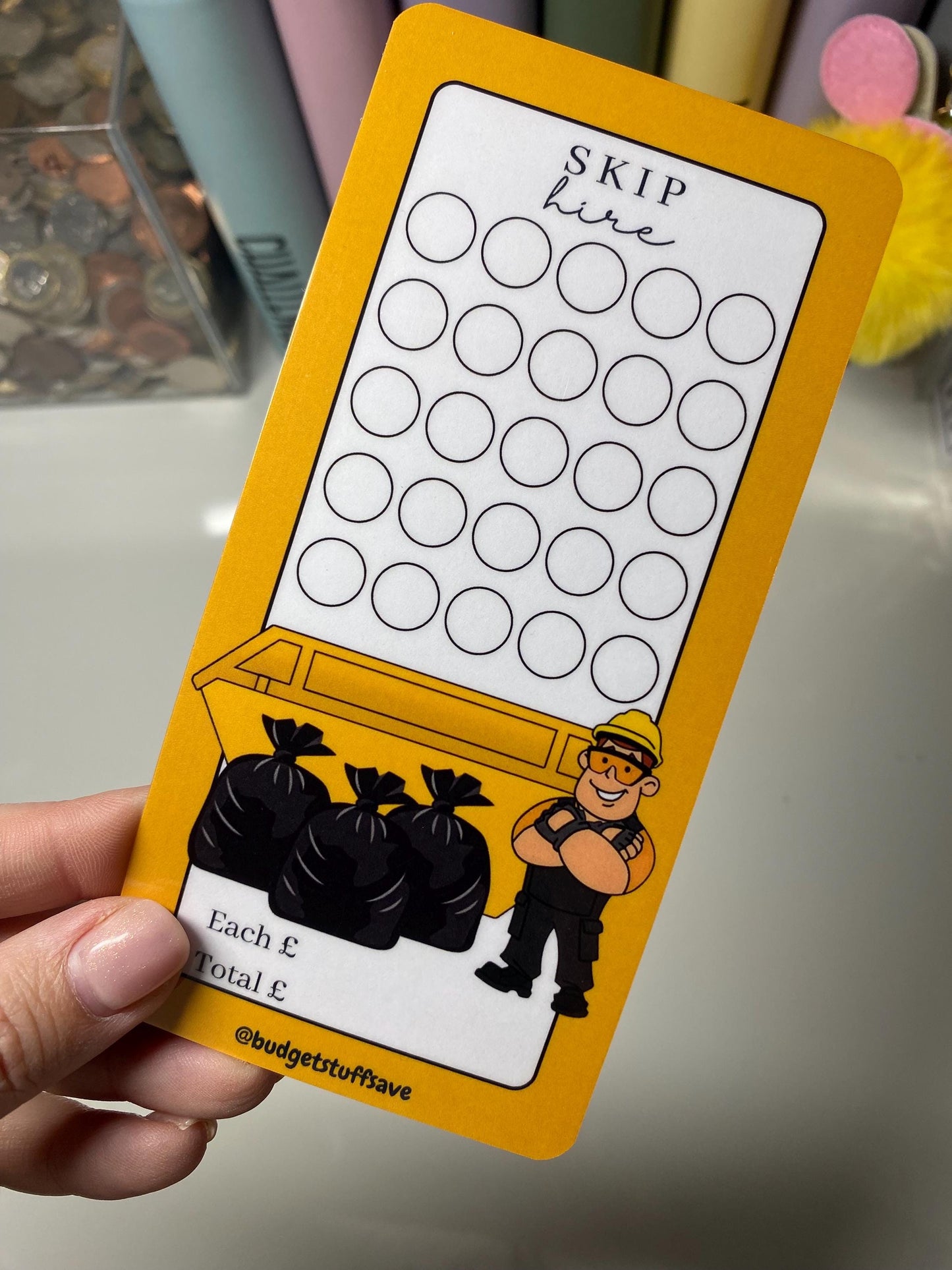 Skip hire Savings Tracker and wallet, cash Stuffing, Budgeting, A6 binder, Save money, Envelope method, Budget, Challenge