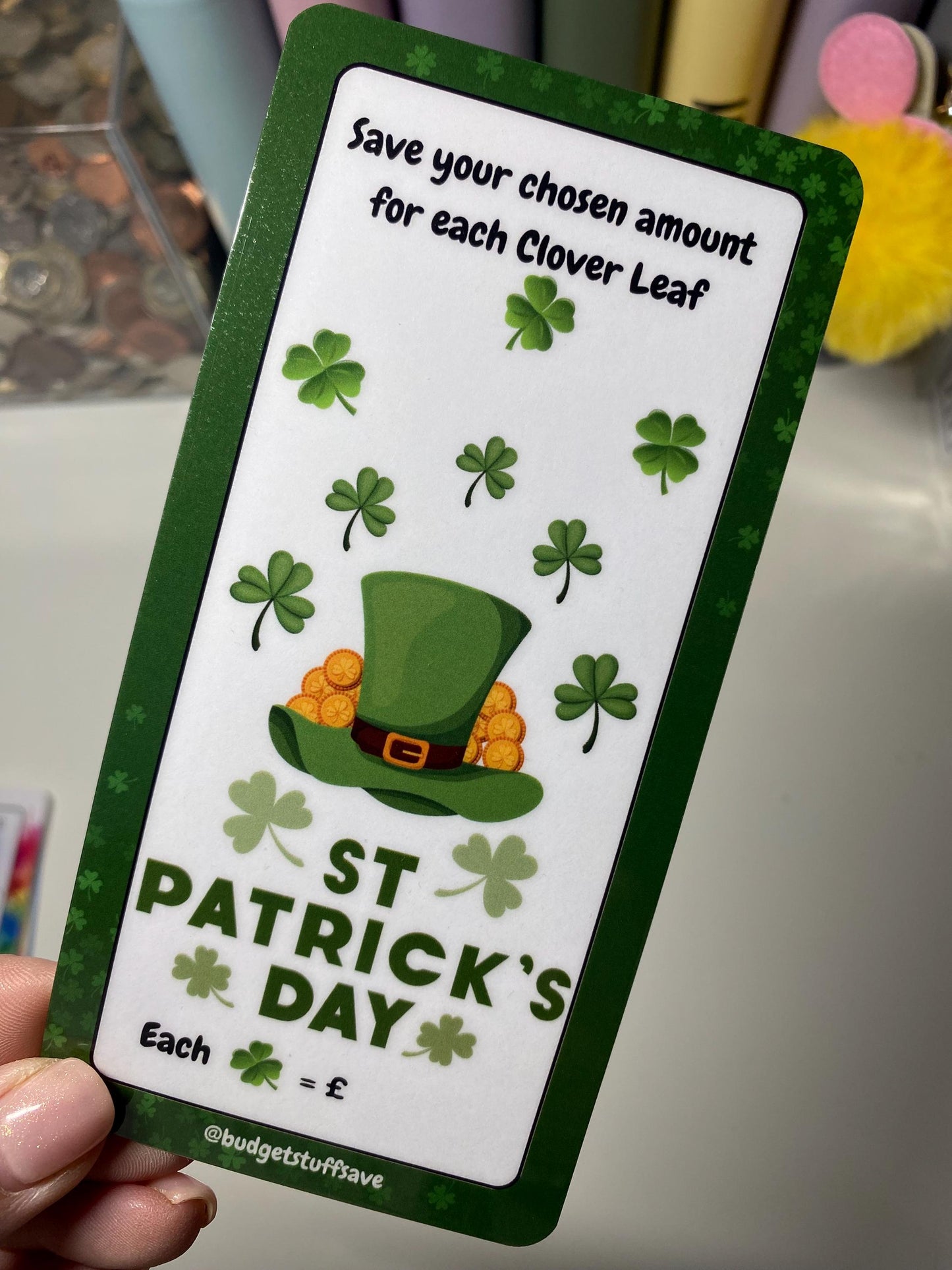 St Patrick’s Day Savings Tracker, cash Stuffing, Budgeting, A6 binder, Save money, Envelope method, Budget, Challenge