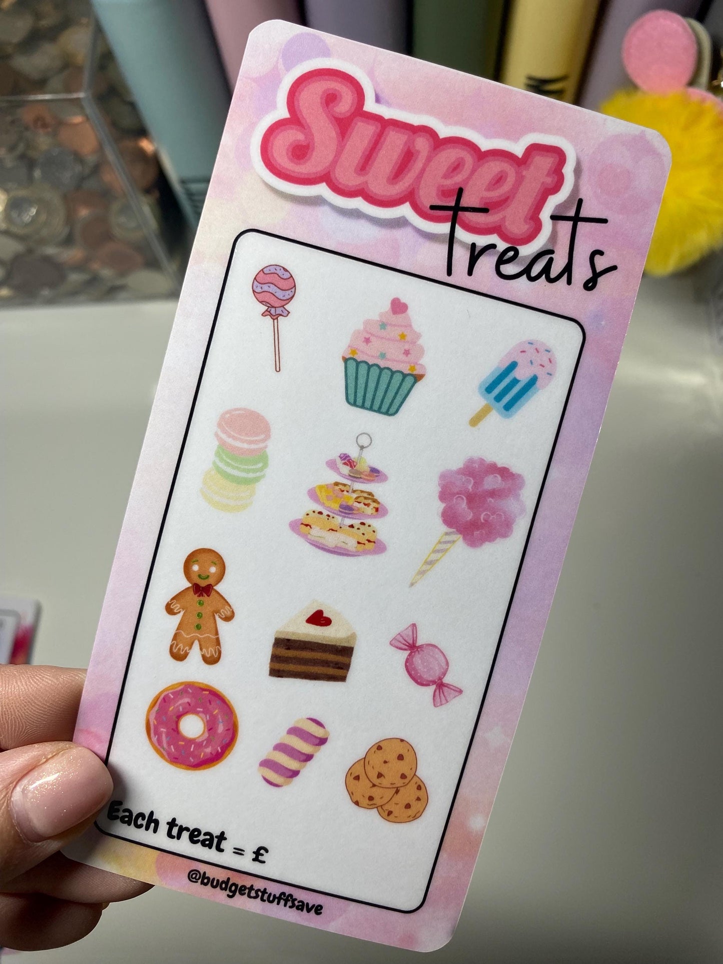 Sweet treats Savings Tracker, cash Stuffing, Budgeting, A6 binder, Save money, Envelope method, Budget, Challenge