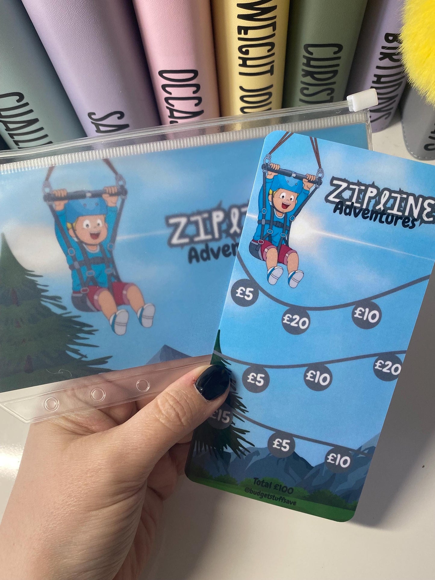 Zipline Adventure Savings Tracker and wallet, cash Stuffing, Budgeting, A6 binder, Save money, Envelope method, Budget, Challenge