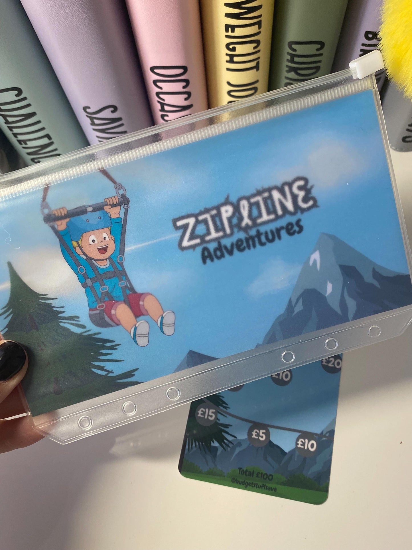 Zipline Adventure Savings Tracker and wallet, cash Stuffing, Budgeting, A6 binder, Save money, Envelope method, Budget, Challenge