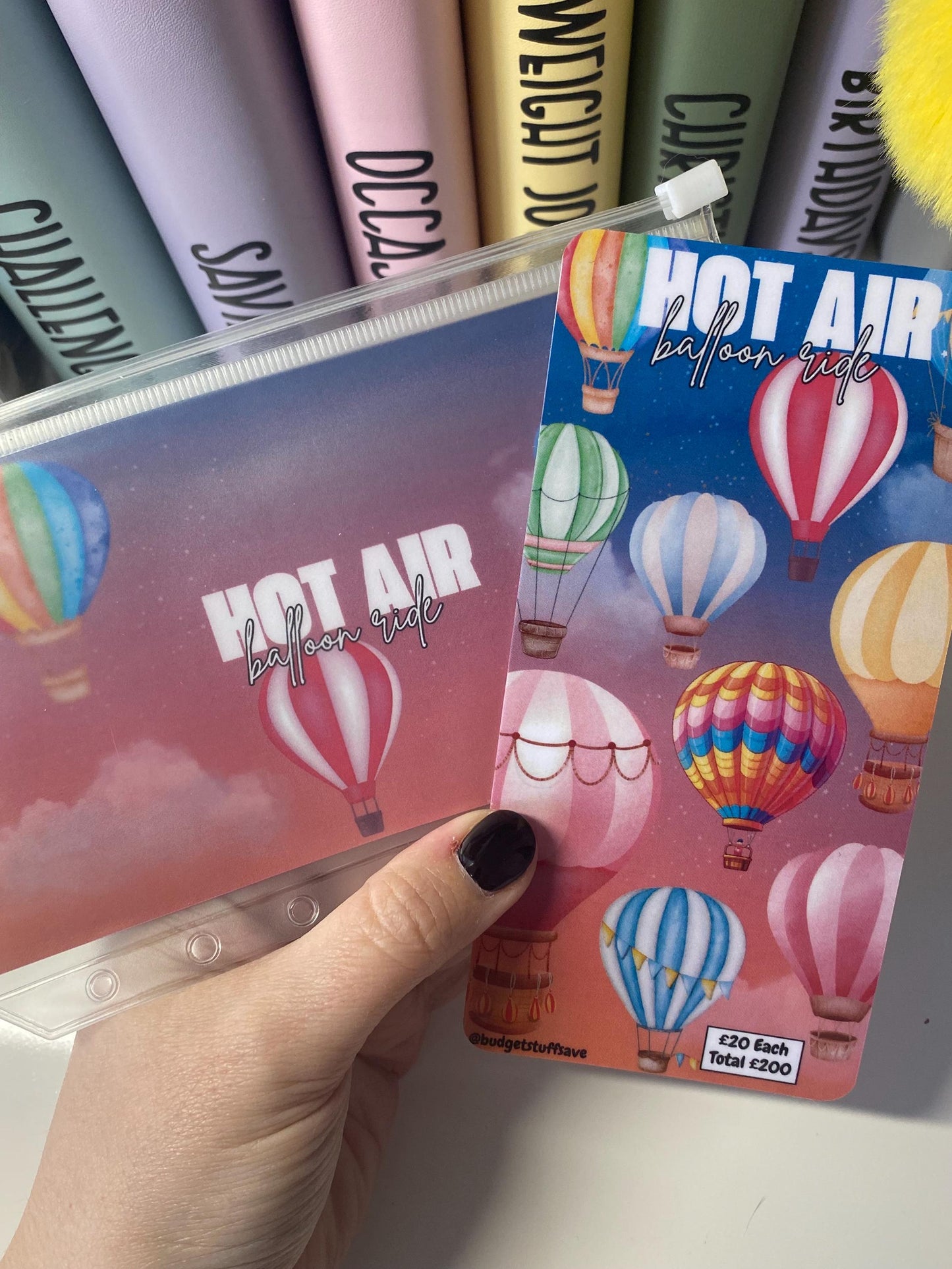 Hot Air Balloon Challenge Savings Tracker & wallet, cash Stuffing, Budgeting, A6 binder, Save money, Envelope method, Budget, bucket list