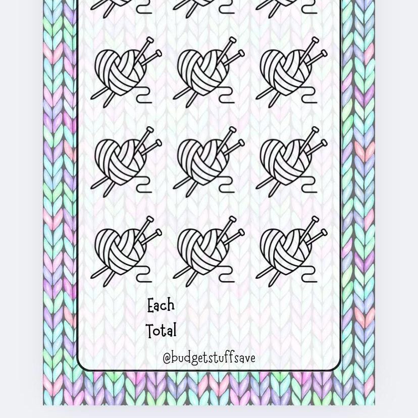 Knitting Savings Tracker and wallet, cash Stuffing, Budgeting, A6 binder, Save money, Envelope method, Budget, Challenge