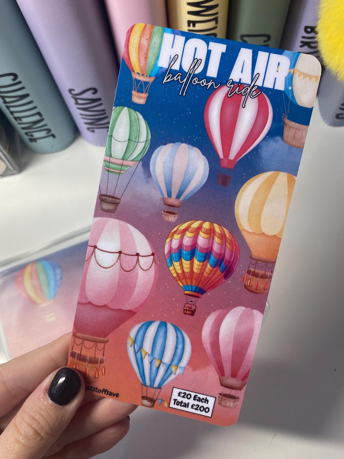 Hot Air Balloon Challenge Savings Tracker & wallet, cash Stuffing, Budgeting, A6 binder, Save money, Envelope method, Budget, bucket list
