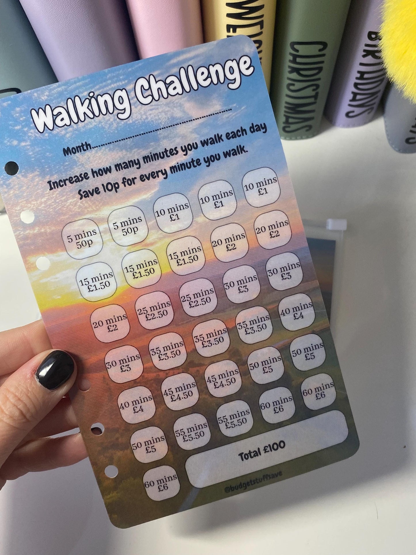 A6 Walking Challenge Dashboard (2 designs to choose from)
