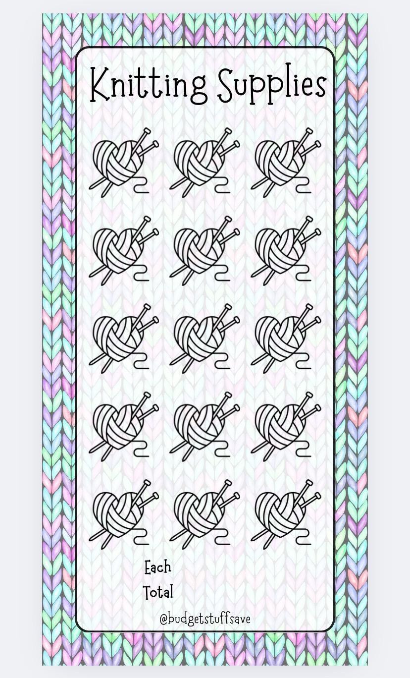 Knitting Savings Tracker and wallet, cash Stuffing, Budgeting, A6 binder, Save money, Envelope method, Budget, Challenge