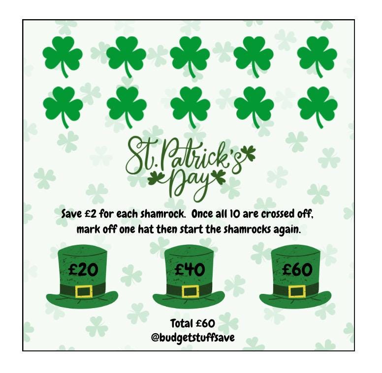 St Patrick’s Day Mini Budget Tracker, Cash Stuffing, Budget Binder, pocket money, cash envelope