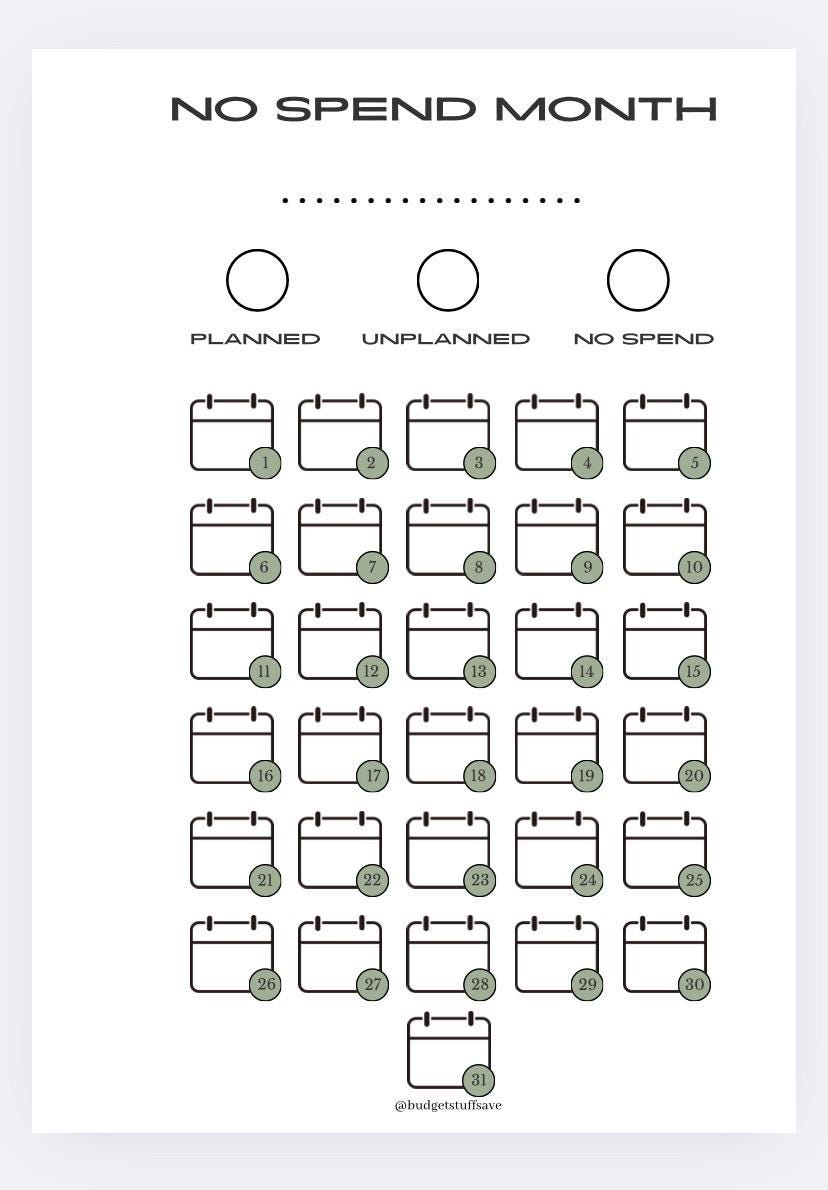A5 No Spend Month Dashboard (Matches our A5 Budget Planner)