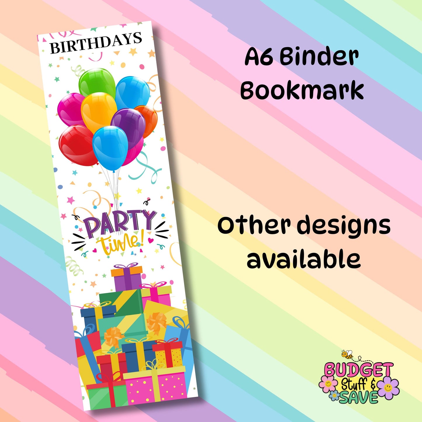Birthdays Bookmark/Divider for A6 Binder, Cash Stuffing, Budget Binder Trackers, Save Money, Budgeting, Money Saver, Presents, Gifts