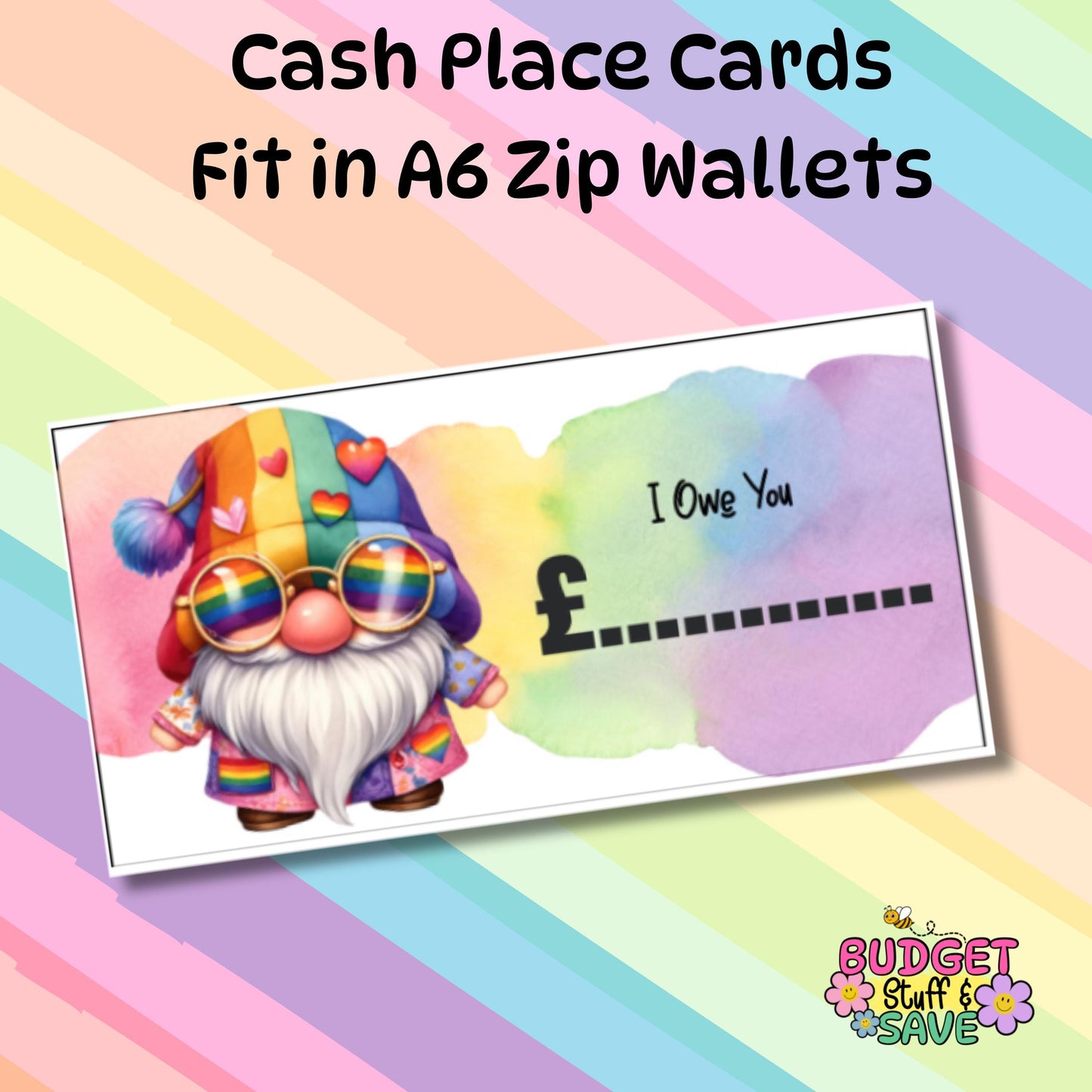 Gonk In the bank place cards, I owe you, fully funded tracker for Cash Stuffing, Budgeting, Wallets, Save, Cash, Organise