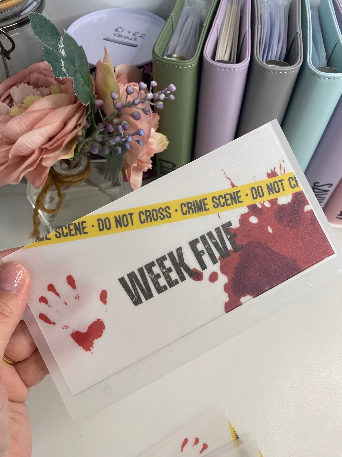 Week 1-5 CRIME SCENE themed Vellum Wallets A6