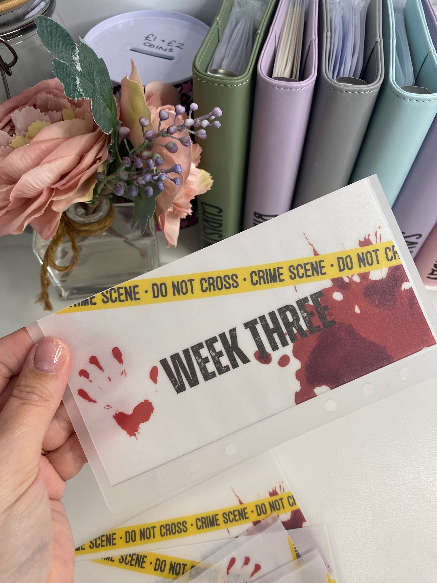 Week 1-5 CRIME SCENE themed Vellum Wallets A6