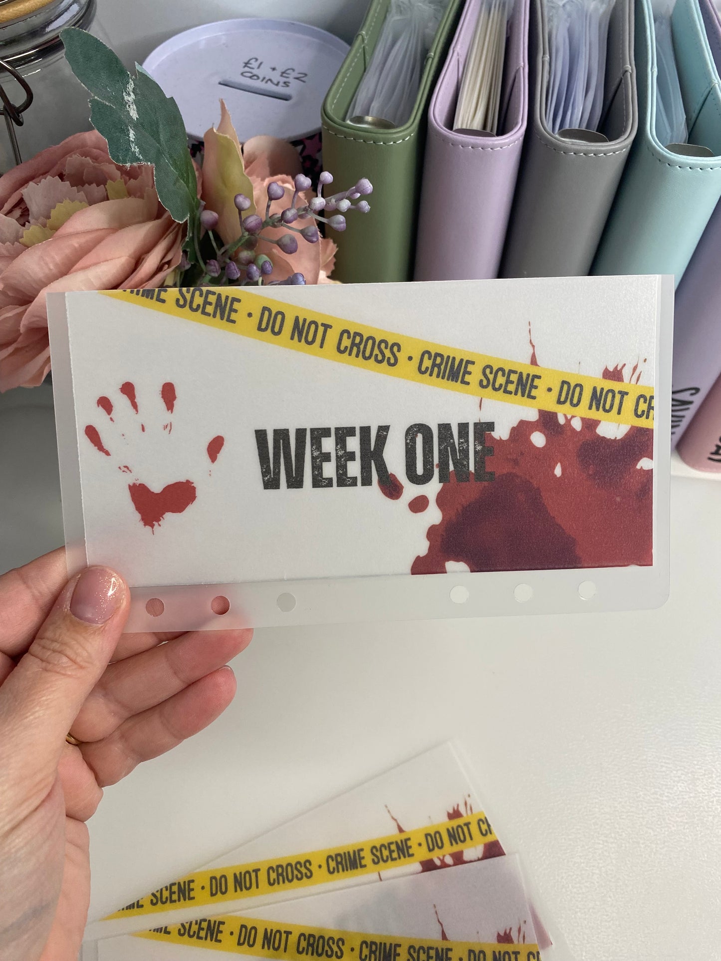 Week 1-5 CRIME SCENE themed Vellum Wallets A6