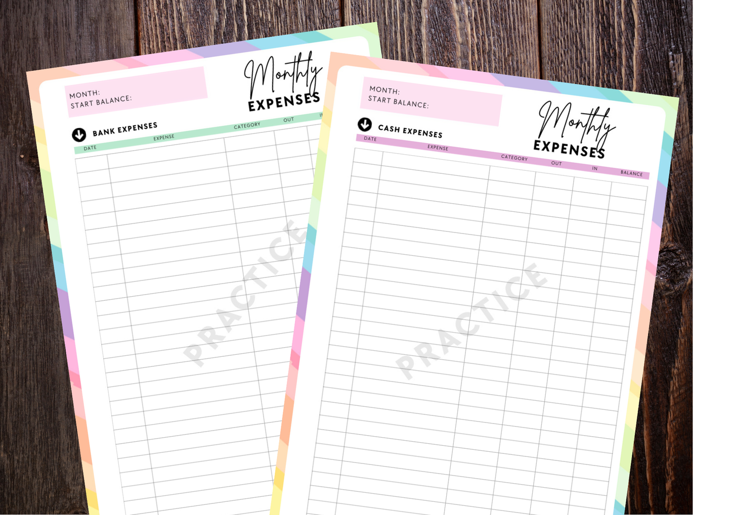 Cash and Bank Expenses DIGITAL DOWNLOAD