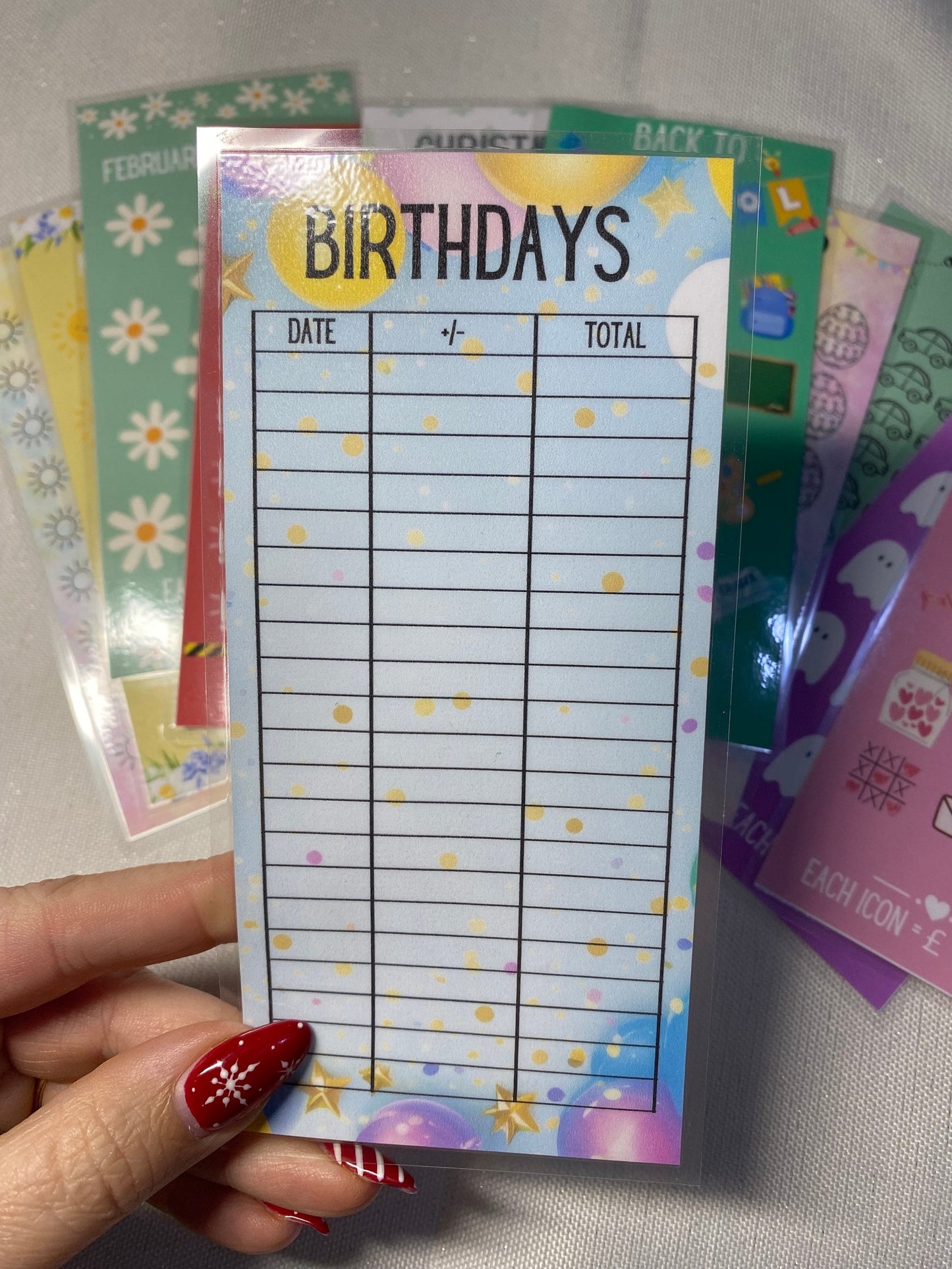 Birthday Savings Chart Tracker, Cash Stuffing