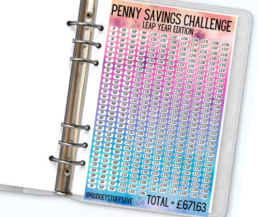 A6 Penny Savings Challenge Leap Year Edition