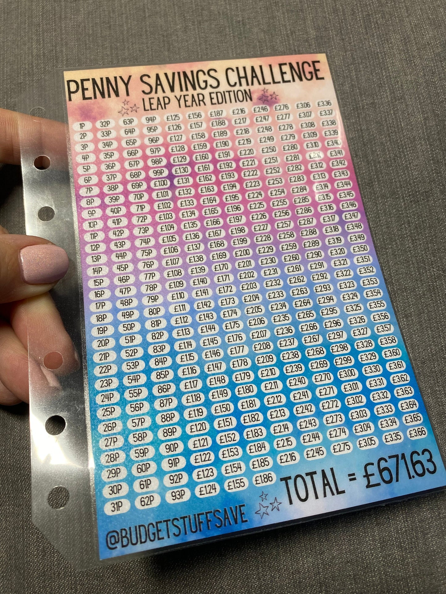 A6 Penny Savings Challenge Leap Year Edition