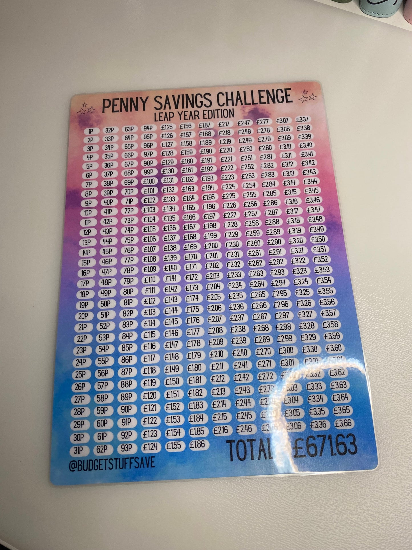 A4 sized Penny savings Challenge, Cash Stuffing, Budgeting, Save Money