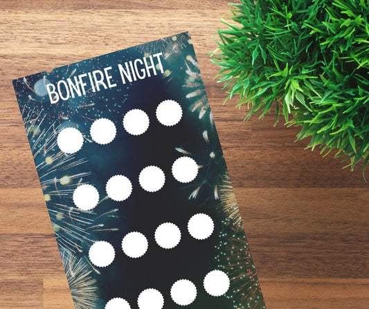 Bonfire Night, Fireworks Savings tracker, Cash Stuffing, Budgeting, Save, Tracker, Finance,  Incremental, Progressive, Money-saver