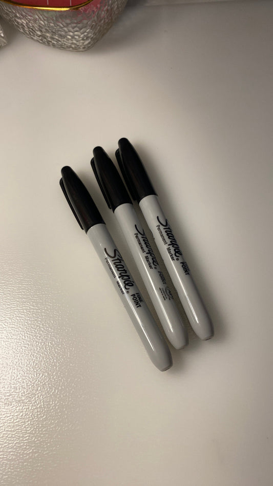 Set of 3 black sharpie pens, perfect for cash stuffing, budgeting