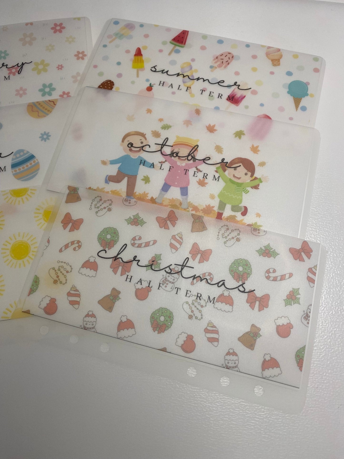 School Holidays Vellum Wallets and Trackers for Cash Stuffing, Budgeting