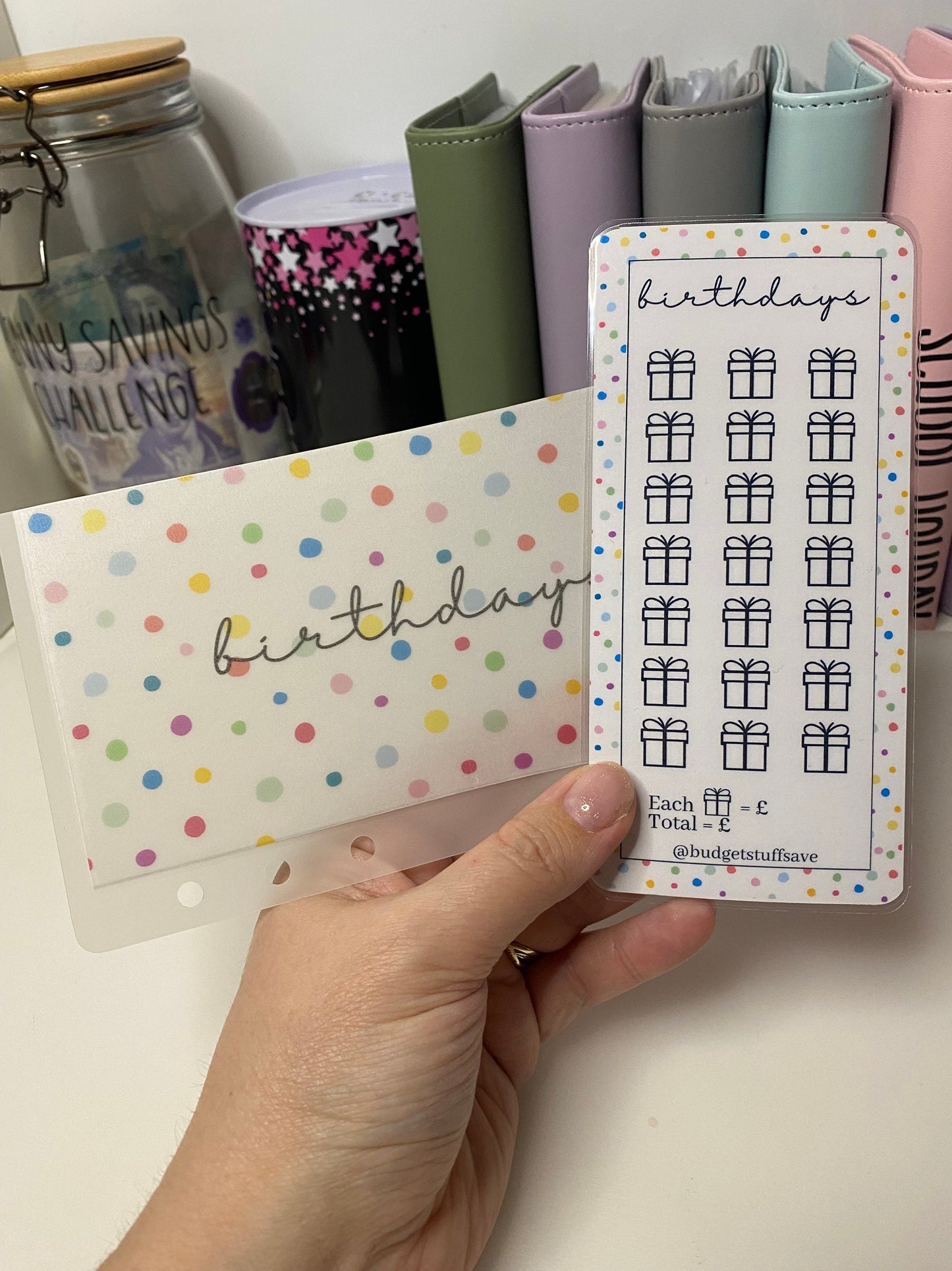 Birthday Tracker and  Vellum Wallet, Cash Stuffing