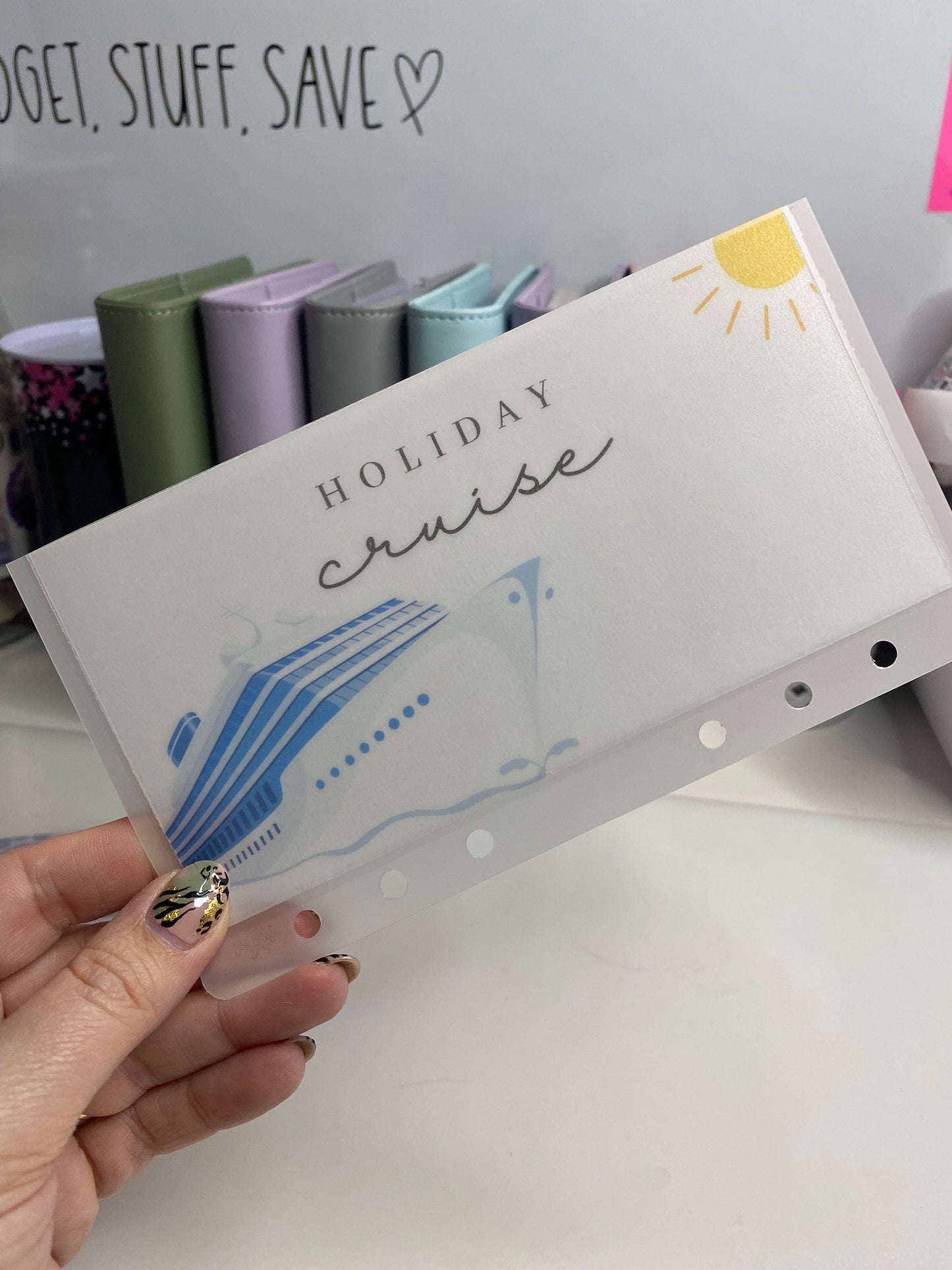 Cruise Vellum Wallet, Cash Stuffing, Holiday