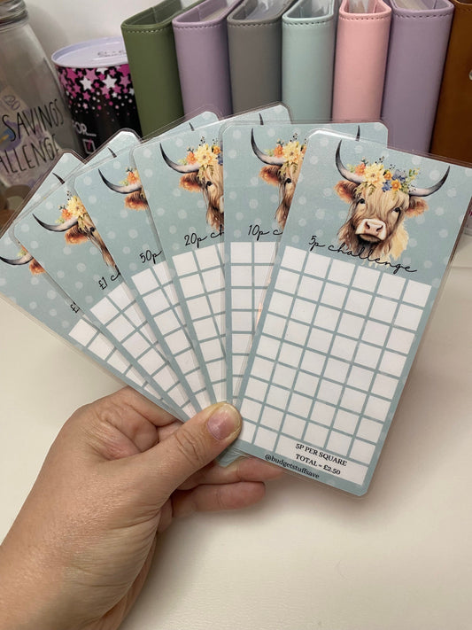 Highland Cow Coin Savings Tracker, Cash Stuffing