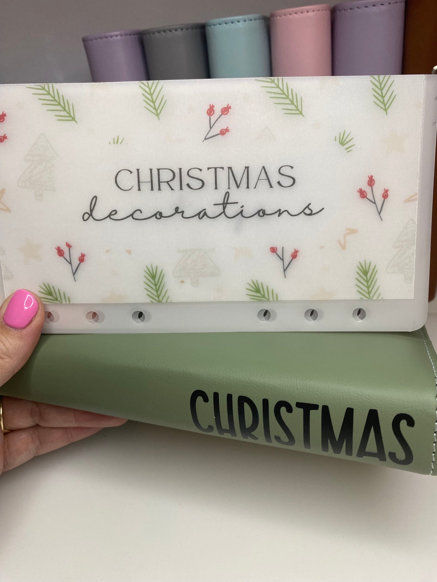 Christmas BUNDLE OF 7 Vellum Wallets,  Green Design