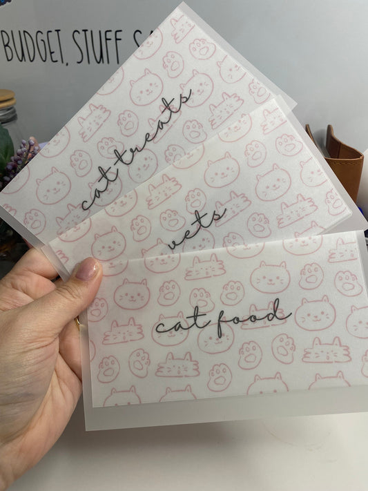 Cat Vellum Wallet, Cash Stuffing, Budgeting