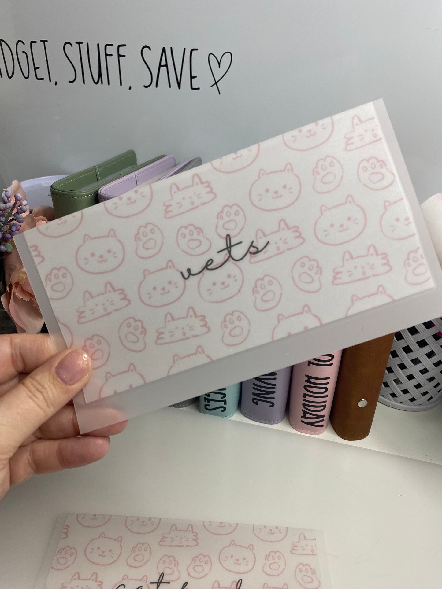 Cat Vellum Wallet, Cash Stuffing, Budgeting