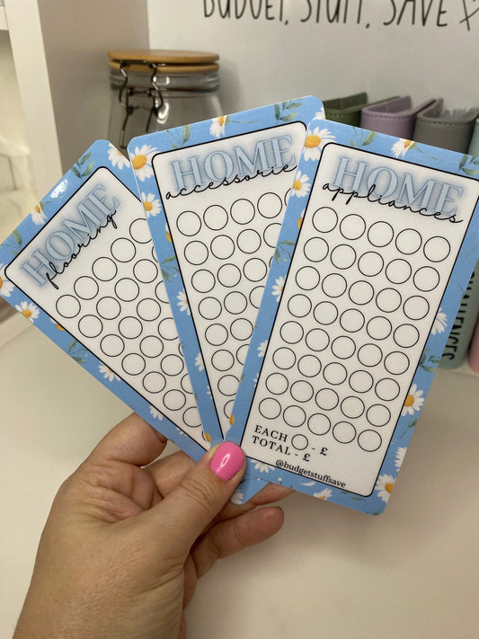 Home Reno Savings Trackers, Cash Stuffing, flooring, decorating, furniture, appliances, set of 6