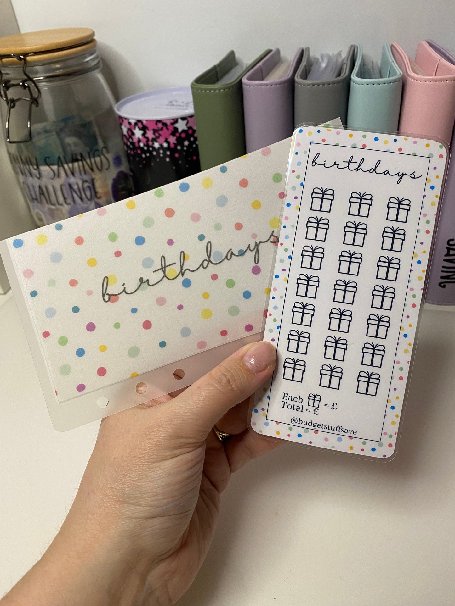 Birthday Tracker and  Vellum Wallet, Cash Stuffing