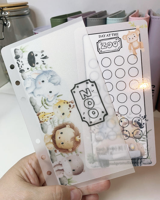 Zoo A6 VELLUM tracker and Wallet, Cute animal design, Cash Stuffing