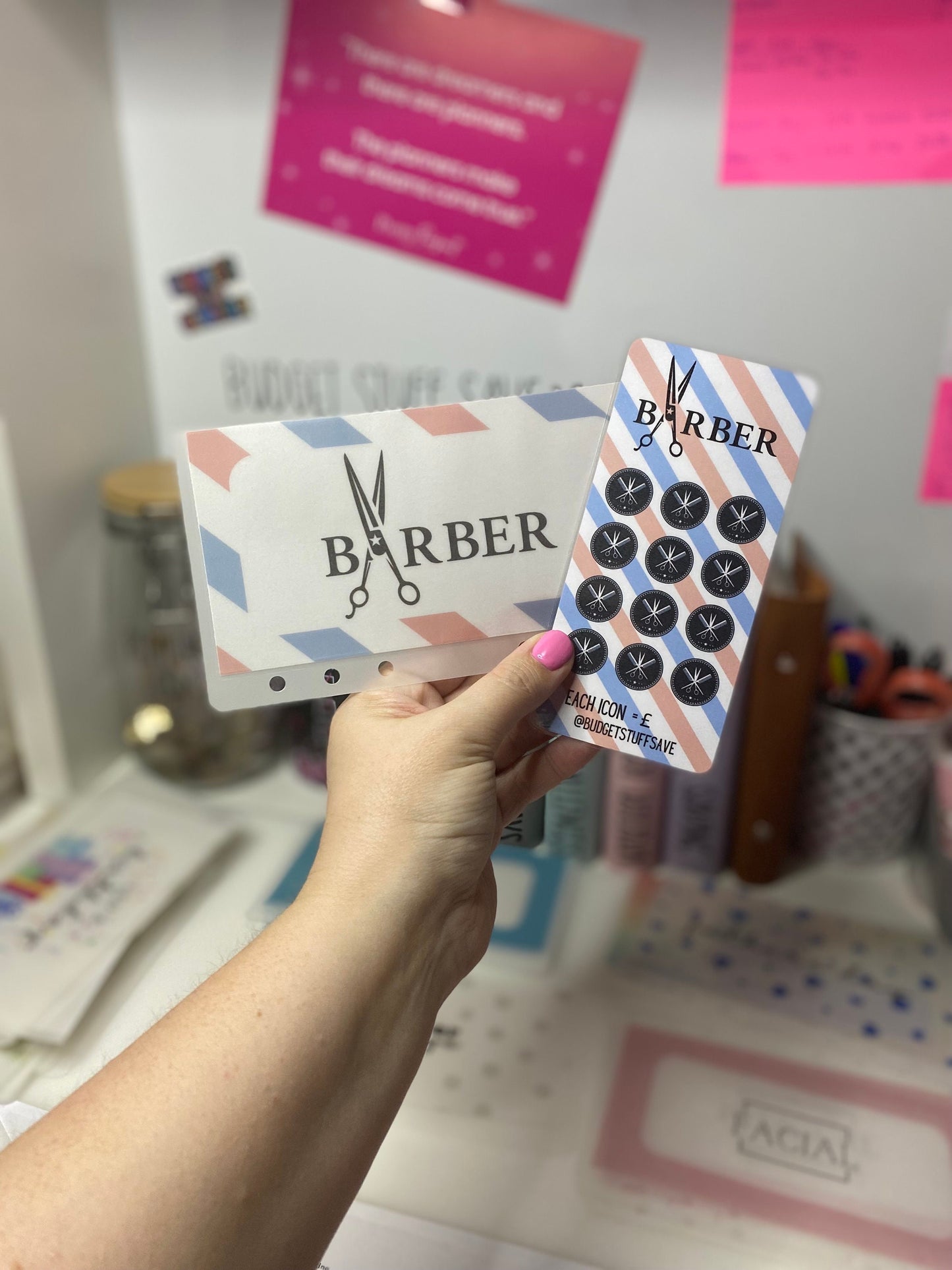 Barbers Vellum Wallet and tracker, Cash stuffing